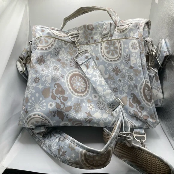 Ju Ju Be Diaper Bag Backpack Maternity Baby Blue Floral - Picture 13 of 14